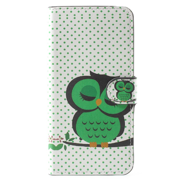 Water Transfer Printing Card Holder Leather Mobile Shell for Huawei Honor 7X - Sleeping Owl-1