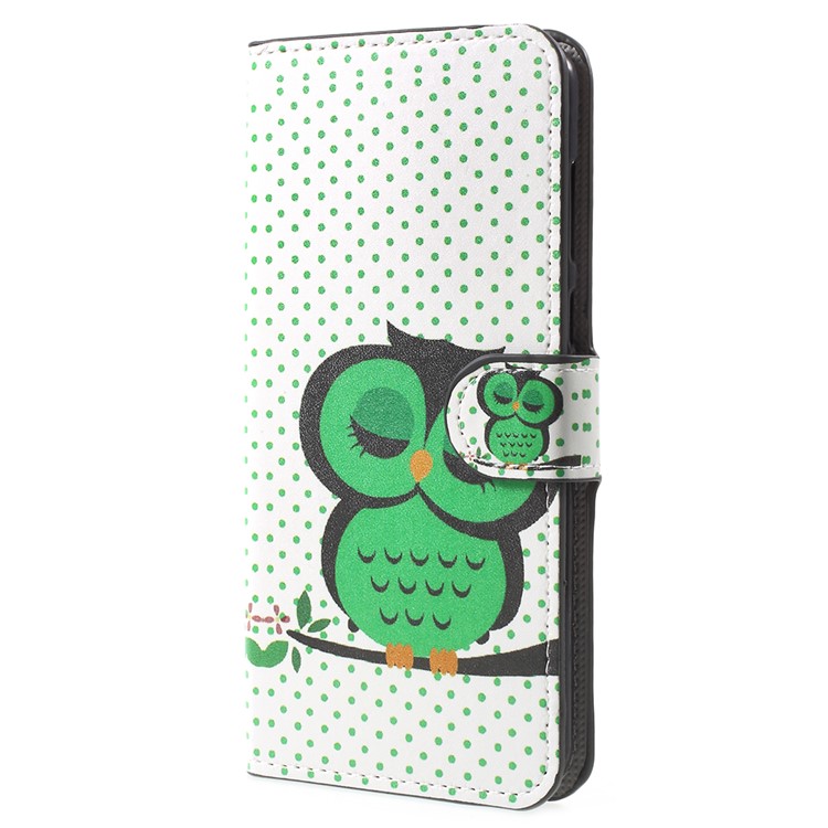 Water Transfer Printing Card Holder Leather Mobile Shell for Huawei Honor 7X - Sleeping Owl-2