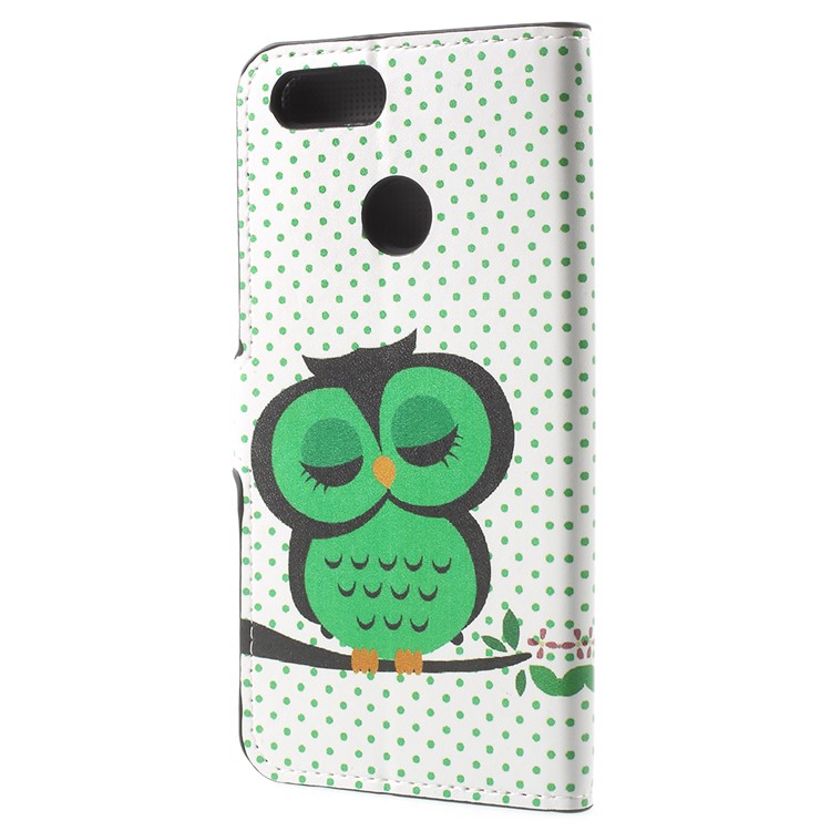 Water Transfer Printing Card Holder Leather Mobile Shell for Huawei Honor 7X - Sleeping Owl-3