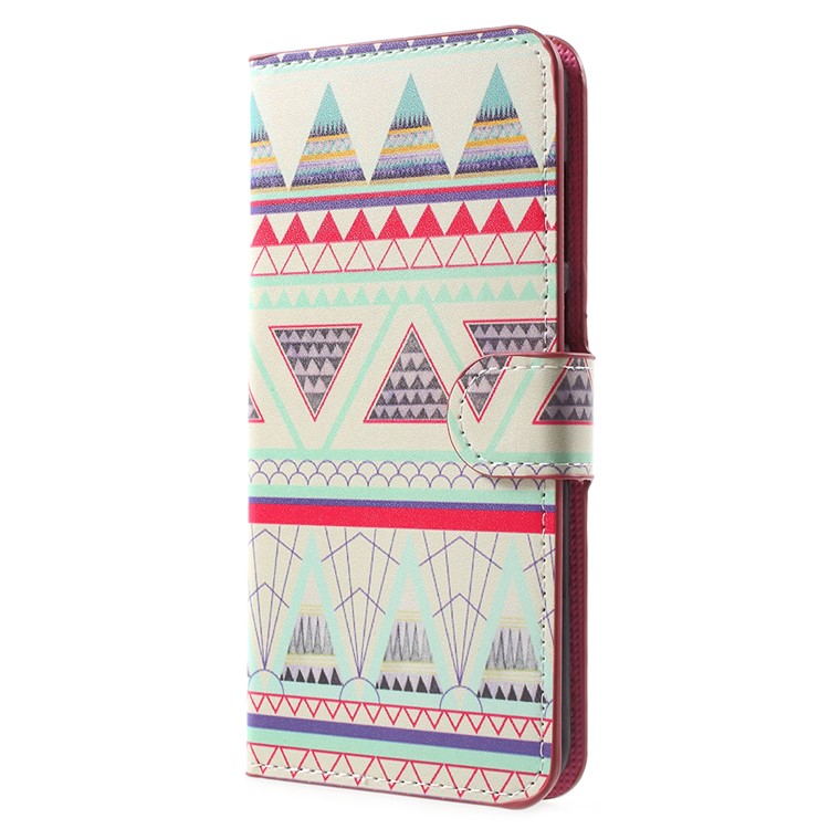 Water Transfer Printing PU Leather Phone Casing with Card Slots for Huawei Honor 7X - Triangle Strips-1