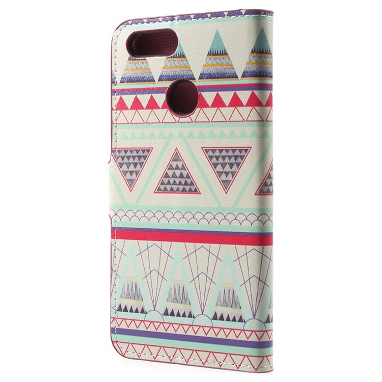 Water Transfer Printing PU Leather Phone Casing with Card Slots for Huawei Honor 7X - Triangle Strips-2