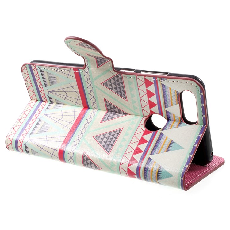 Water Transfer Printing PU Leather Phone Casing with Card Slots for Huawei Honor 7X - Triangle Strips-3