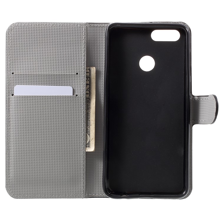 Water Transfer Printing Leather Wallet Stand Cover Shell for Huawei Honor 7X - Owl Family-6