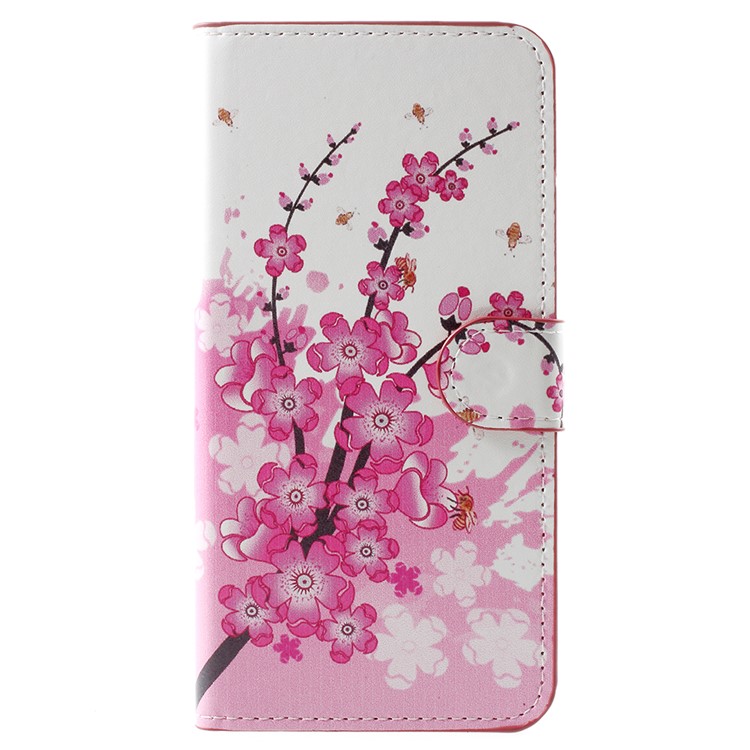Water Transfer Printing PU Leather Magnetic Case Phone Accessories Mobile for Huawei Honor 7X - Plum Blossom-1