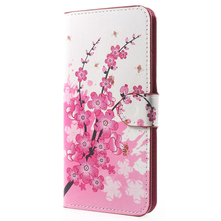 Water Transfer Printing PU Leather Magnetic Case Phone Accessories Mobile for Huawei Honor 7X - Plum Blossom-2