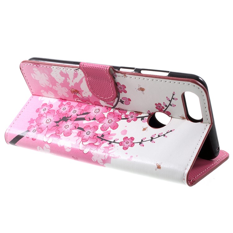 Water Transfer Printing PU Leather Magnetic Case Phone Accessories Mobile for Huawei Honor 7X - Plum Blossom-4
