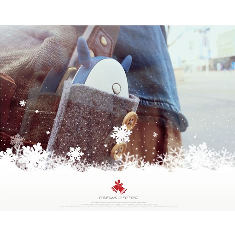 QBER 4500mAh Cartoon Pattern Hand Warmer External Power Bank for iPhone Samsung Huawei - Blue-2
