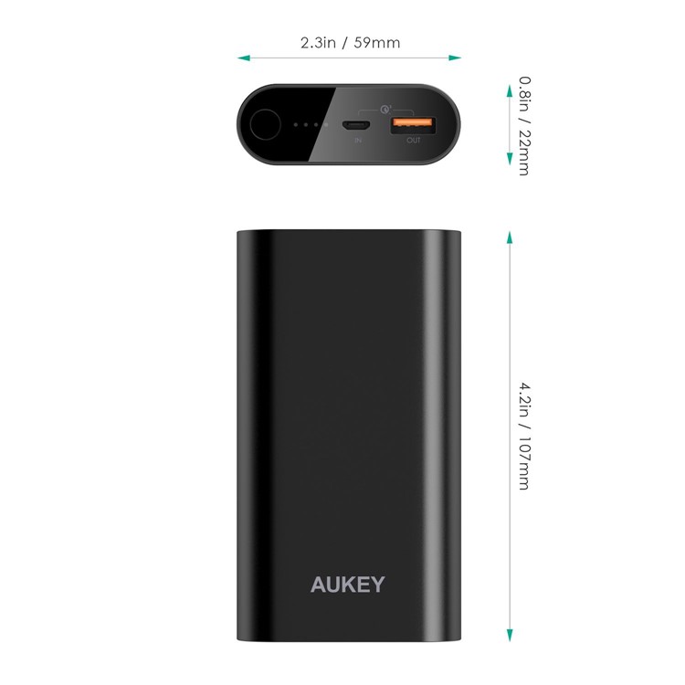 AUKEY 10050mAh Portable Power Bank Charger with Qualcomm Quick Charge 3.0 PB-T15 - Black-2