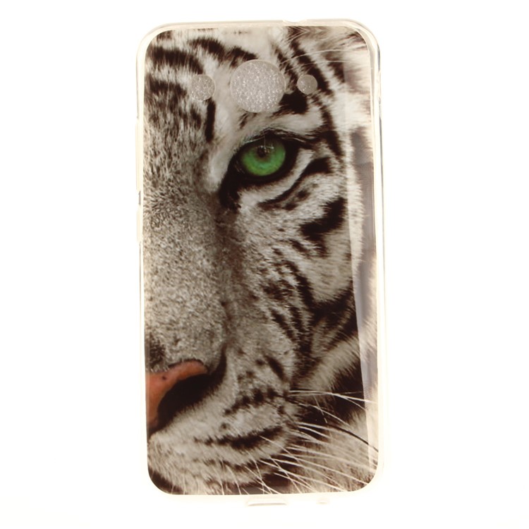 For Huawei Y3 (2017) Soft TPU IMD Patterned Phone Back Shell - Tiger with Green Eye-2