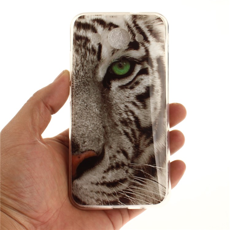 For Huawei Y3 (2017) Soft TPU IMD Patterned Phone Back Shell - Tiger with Green Eye-5