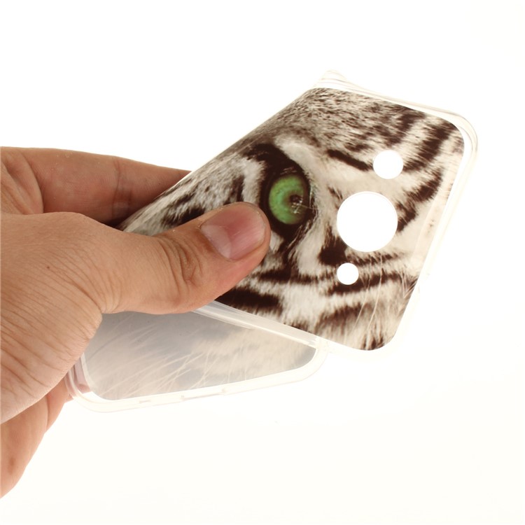 For Huawei Y3 (2017) Soft TPU IMD Patterned Phone Back Shell - Tiger with Green Eye-6