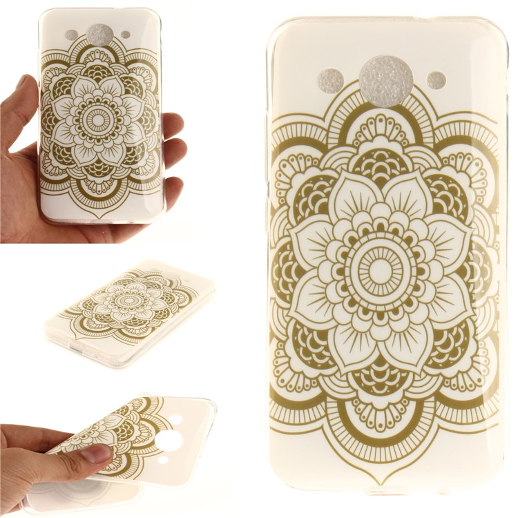 Soft TPU IMD Patterned Protective Back Cover Shell for Huawei Y3 (2017) - Henna Lotus-1
