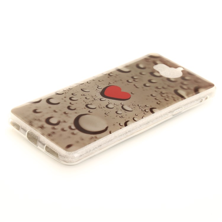 Patterned IMD TPU Gel Mobile Phone Accessory Cover for Huawei Y5 (2017) / Y6 (2017) - Red Heart and Raindrop-3