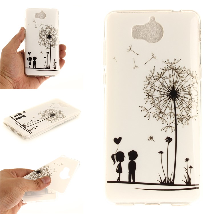 Patterned IMD TPU Gel Cellphone Casing Cover for Huawei Y5 (2017) / Y6 (2017) - Lovers and Dandelion-1