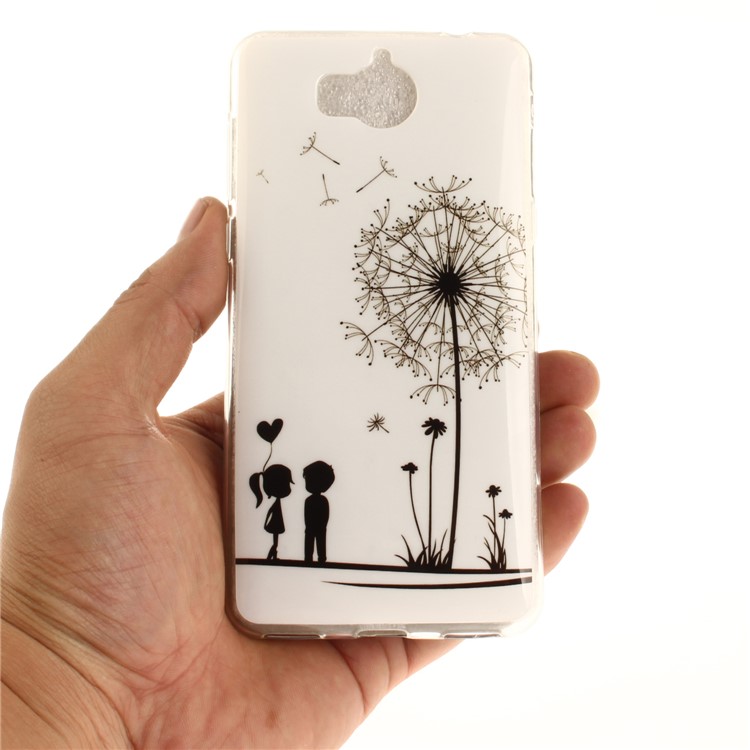 Patterned IMD TPU Gel Cellphone Casing Cover for Huawei Y5 (2017) / Y6 (2017) - Lovers and Dandelion-5