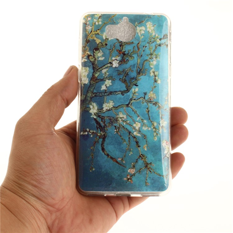Patterned IMD TPU Gel Cellphone Protection Cover for Huawei Y5 (2017) / Y6 (2017) - Almond Tree in Blossom-5