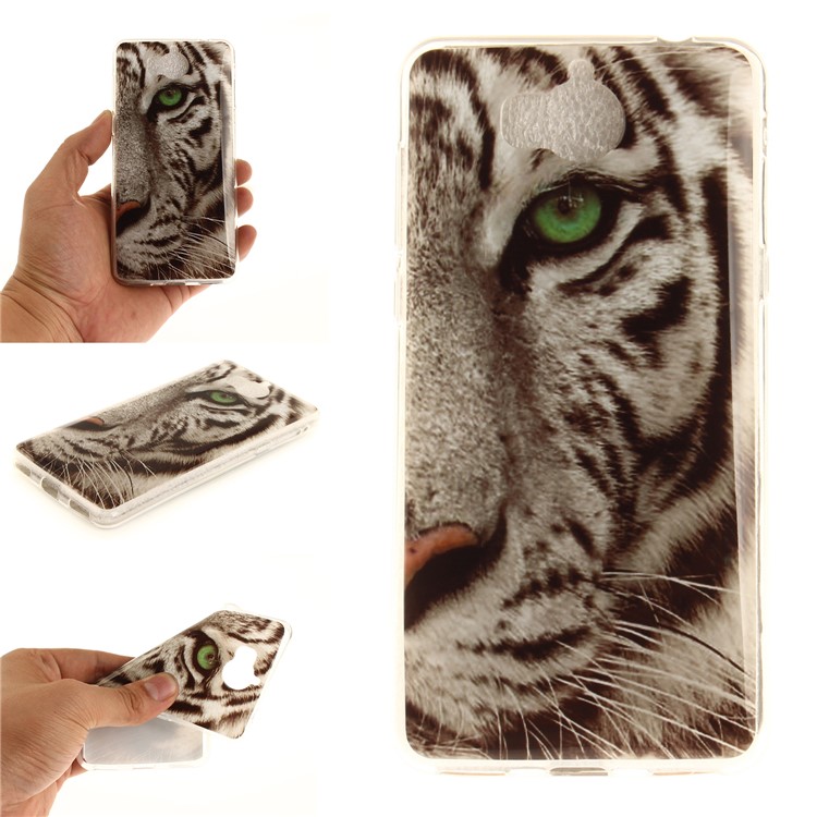 Patterned IMD TPU Gel Cellphone Accessory Casing for Huawei Y5 (2017) / Y6 (2017) - Tiger with Green Eye-1