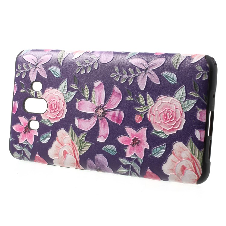 Embossed Pattern TPU Cell Phone Cover for Huawei Mate 10 - Blooming Flowers-2