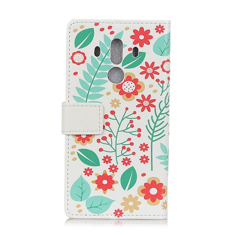Pattern Printing PU Leather Wallet Case for Huawei Mate 10 Pro - Flowers and Leaves-2