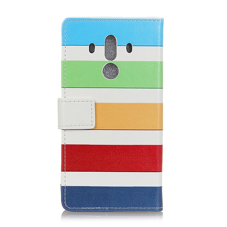 Pattern Printing Leather Wallet Case Cover for Huawei Mate 10 Pro - Colorized Stripes-2