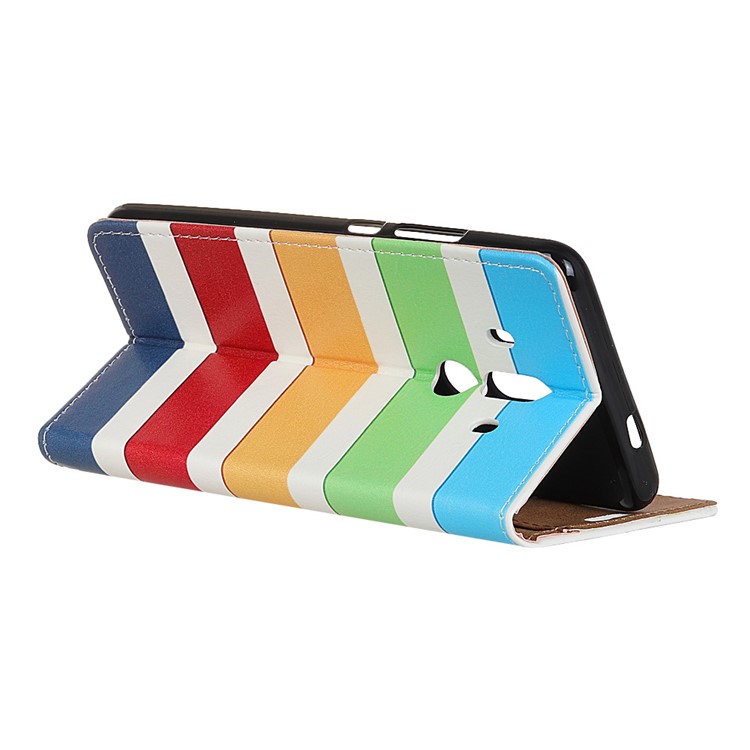 Pattern Printing Leather Wallet Case Cover for Huawei Mate 10 Pro - Colorized Stripes-3
