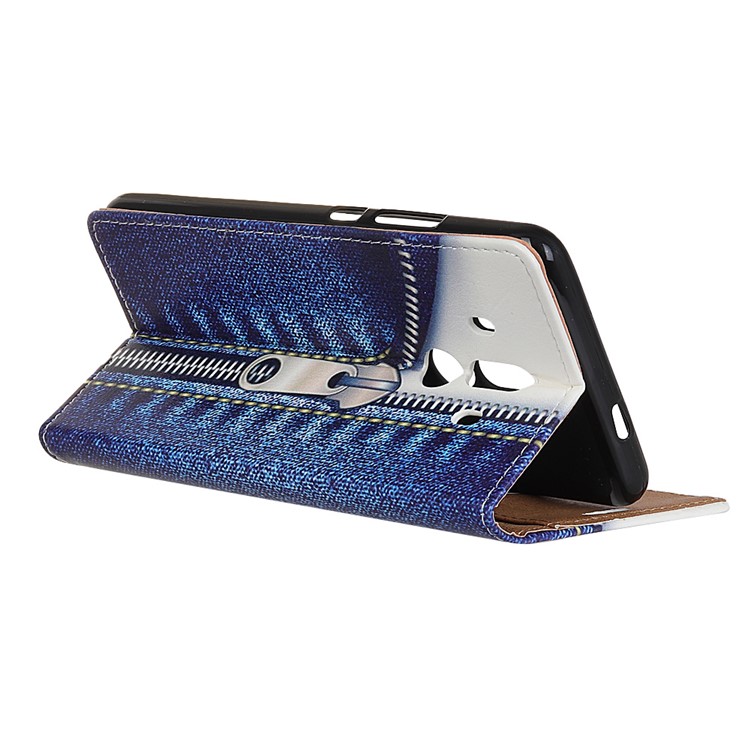 Pattern Printing Wallet Leather Protective Case for Huawei Mate 10 Pro - Jeans Metal Zipper-3