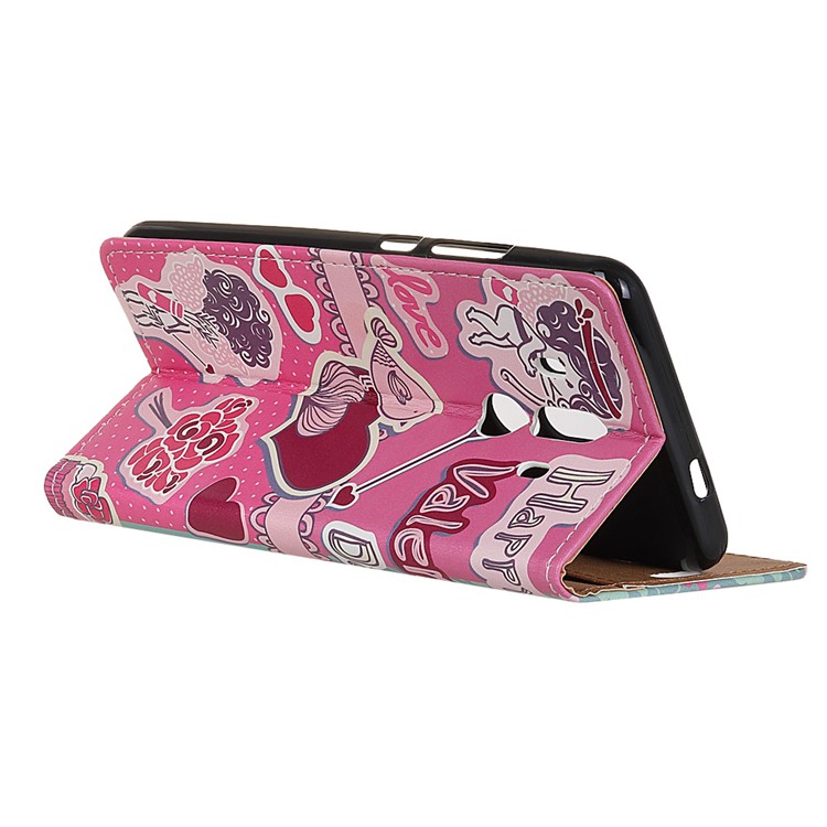 Pattern Printing PU Leather Wallet Case for Huawei Mate 10 Pro - Love Elements Pattern-3