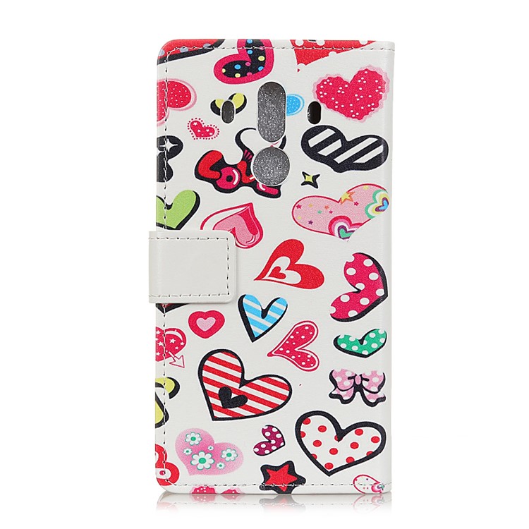 Pattern Printing Leather Stand Case with Card Slots for Huawei Mate 10 Pro - Colorful Hearts-2