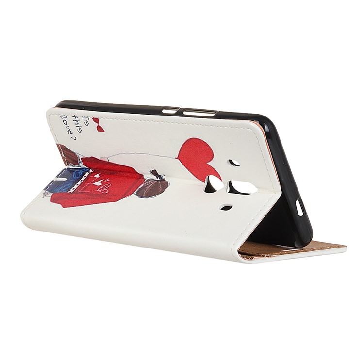 Pattern Printing Leather Stand Cover with Card Slots for Huawei Mate 10 Pro - Adorable Girl & Heart Shaped Balloon-3