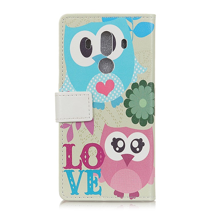 Pattern Printing Cell Phone Leather Wallet Case for Huawei Mate 10 Pro - Cute Owl and LOVE Pattern-2