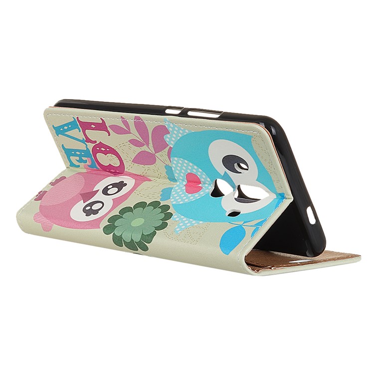 Pattern Printing Cell Phone Leather Wallet Case for Huawei Mate 10 Pro - Cute Owl and LOVE Pattern-3