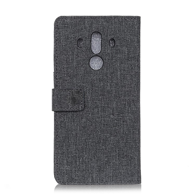 Linen Texture Wallet Leather Stand Case for Huawei Mate 10 Pro - Black-2