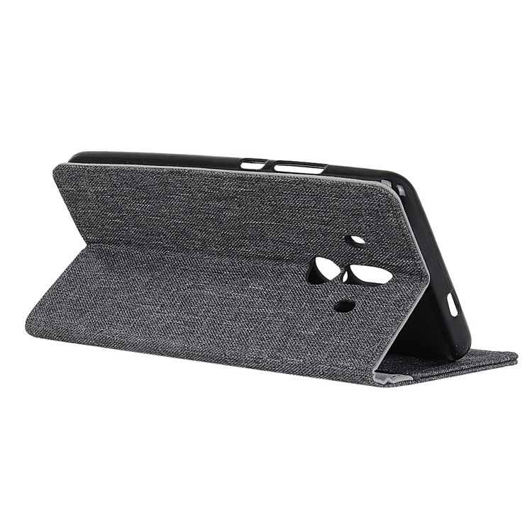 Linen Texture Wallet Leather Stand Case for Huawei Mate 10 Pro - Black-5