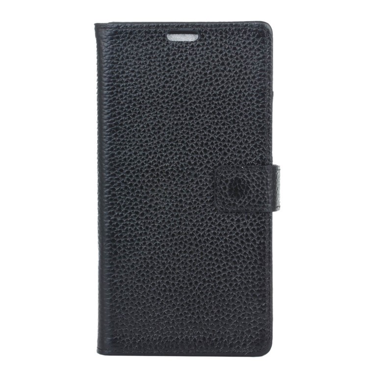 Litchi Grain Stand Genuine Leather Wallet Mobile Shell for Huawei Mate 10 Pro - Black-1