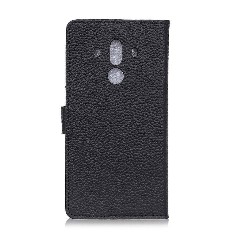 Litchi Grain Stand Genuine Leather Wallet Mobile Shell for Huawei Mate 10 Pro - Black-2