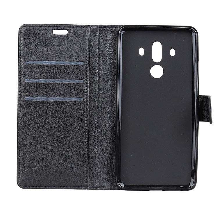 Litchi Skin PU Leather Wallet Stand Phone Shell for Huawei Mate 10 Pro - Black-5