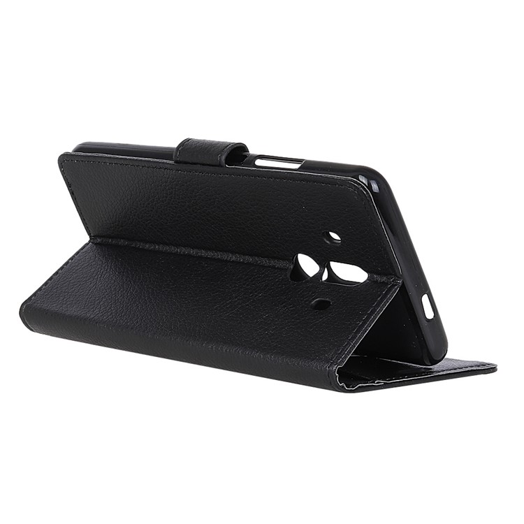 Litchi Skin PU Leather Wallet Stand Phone Shell for Huawei Mate 10 Pro - Black-6