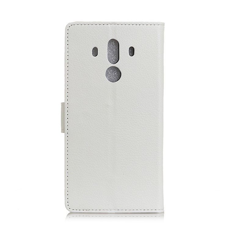 Litchi Skin PU Leather Wallet Stand Phone Case for Huawei Mate 10 Pro - White-2