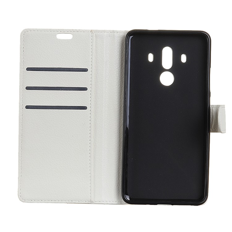 Litchi Skin PU Leather Wallet Stand Phone Case for Huawei Mate 10 Pro - White-5