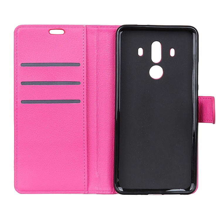 Litchi Skin PU Leather Wallet Stand Phone Cover for Huawei Mate 10 Pro - Rose-4