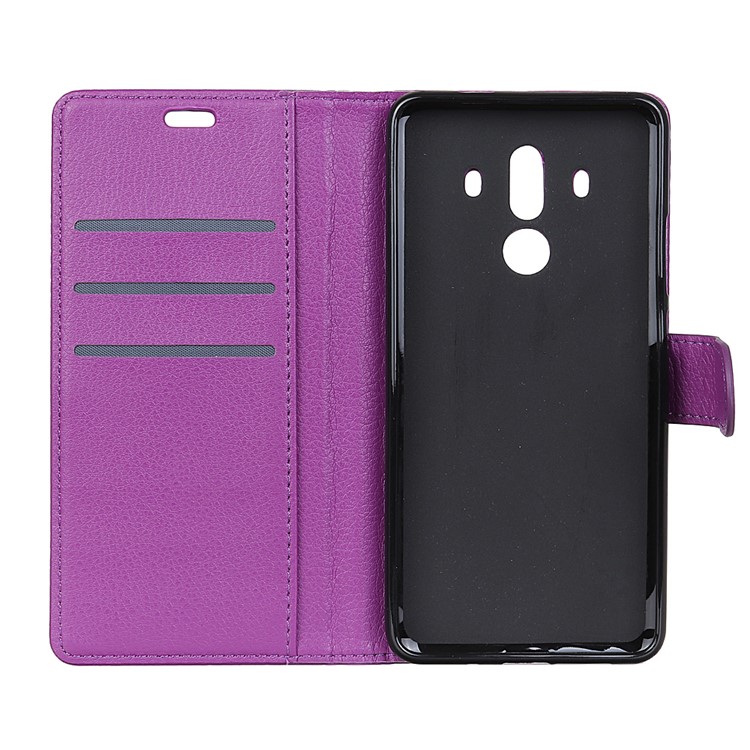 Litchi Skin PU Leather Wallet Stand Mobile Phone Cover for Huawei Mate 10 Pro - Purple-5