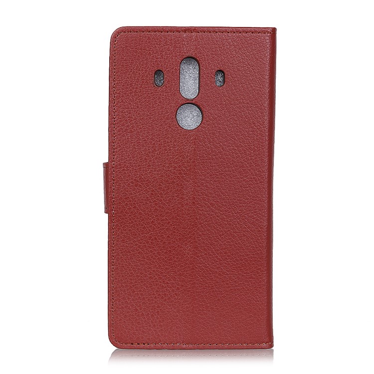 Litchi Skin PU Leather Wallet Stand Phone Shell with Magnet for Huawei Mate 10 Pro - Brown-2