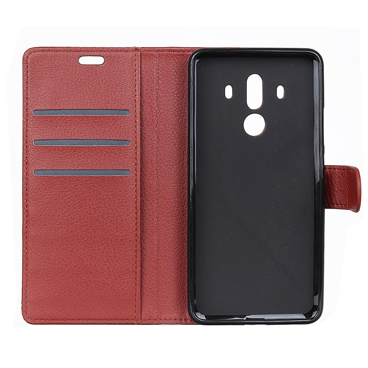 Litchi Skin PU Leather Wallet Stand Phone Shell with Magnet for Huawei Mate 10 Pro - Brown-5