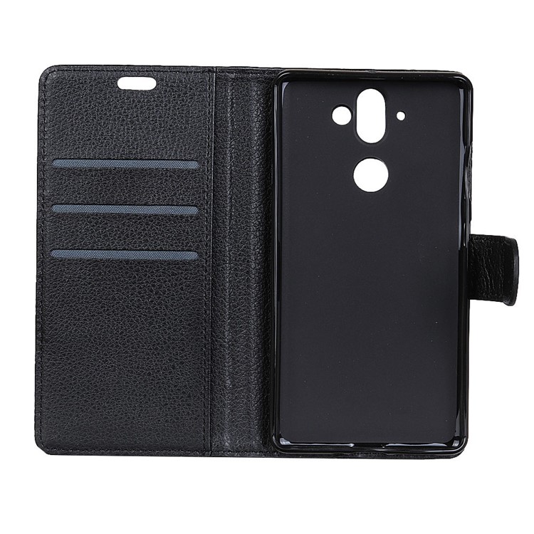 Litchi Texture Card Holder PU Leather Mobile Casing for Huawei Mate 10 - Black-5