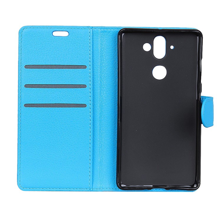 Litschi Textur Kartenhalter PU Leder Mobile Shell Für Huawei Mate 10 - Blau-4