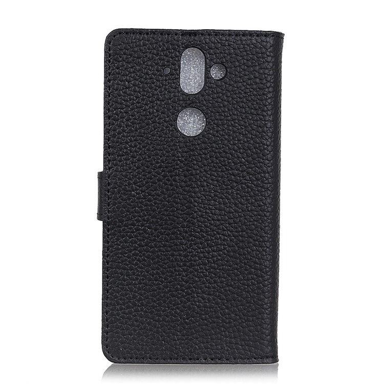 For Huawei Mate 10 Litchi Grain Stand Genuine Leather Flip Wallet Mobile Cover - Black-2