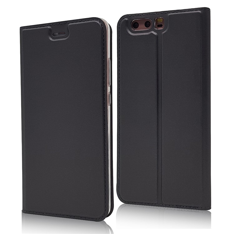Magnetic Card Holder Leather Stand Case for Huawei P10 - Black-1