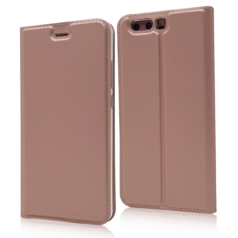 Magnetic Stand Leather Phone Case with Card Slot for Huawei P10 - Rose Gold-1