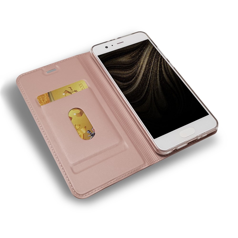 Magnetic Stand Leather Phone Case with Card Slot for Huawei P10 - Rose Gold-5