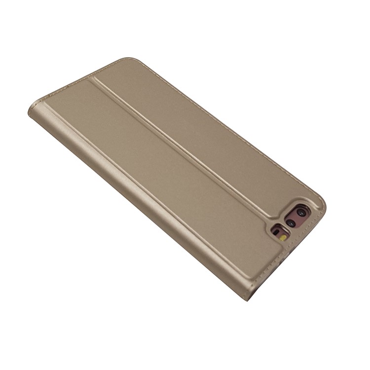 Magnetic Card Holder Stand Leather Protective Case for Huawei P10 - Gold-4